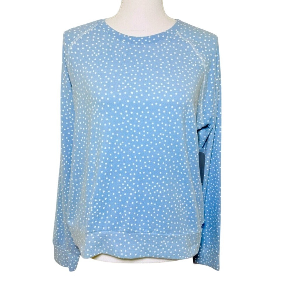 NWT PJ Salvage‎ Light Blue White Polka Dot Pajama Lounge Top Women Medium